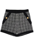 Black Tweed Checks Shorts 1