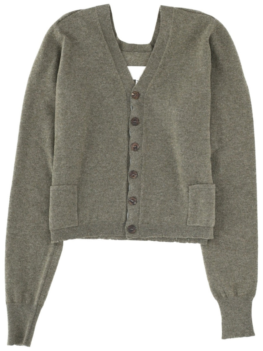 Green Solid V Neck Sweater 1