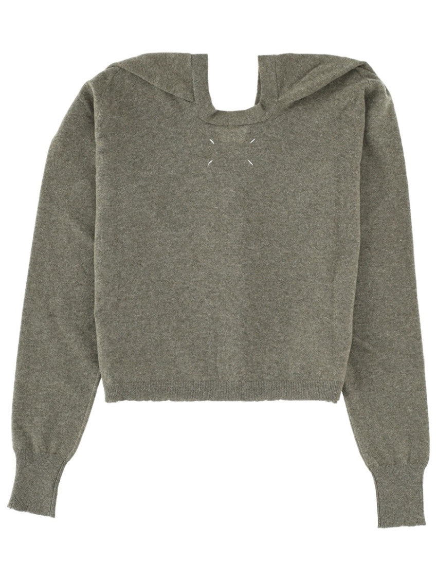 Green Solid V Neck Sweater 2
