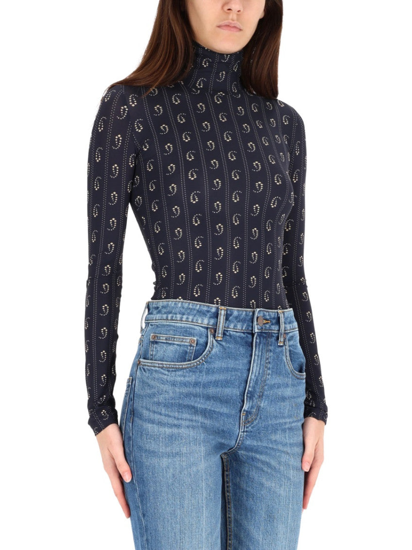 Blue Printed Mock Collar Sweater 3