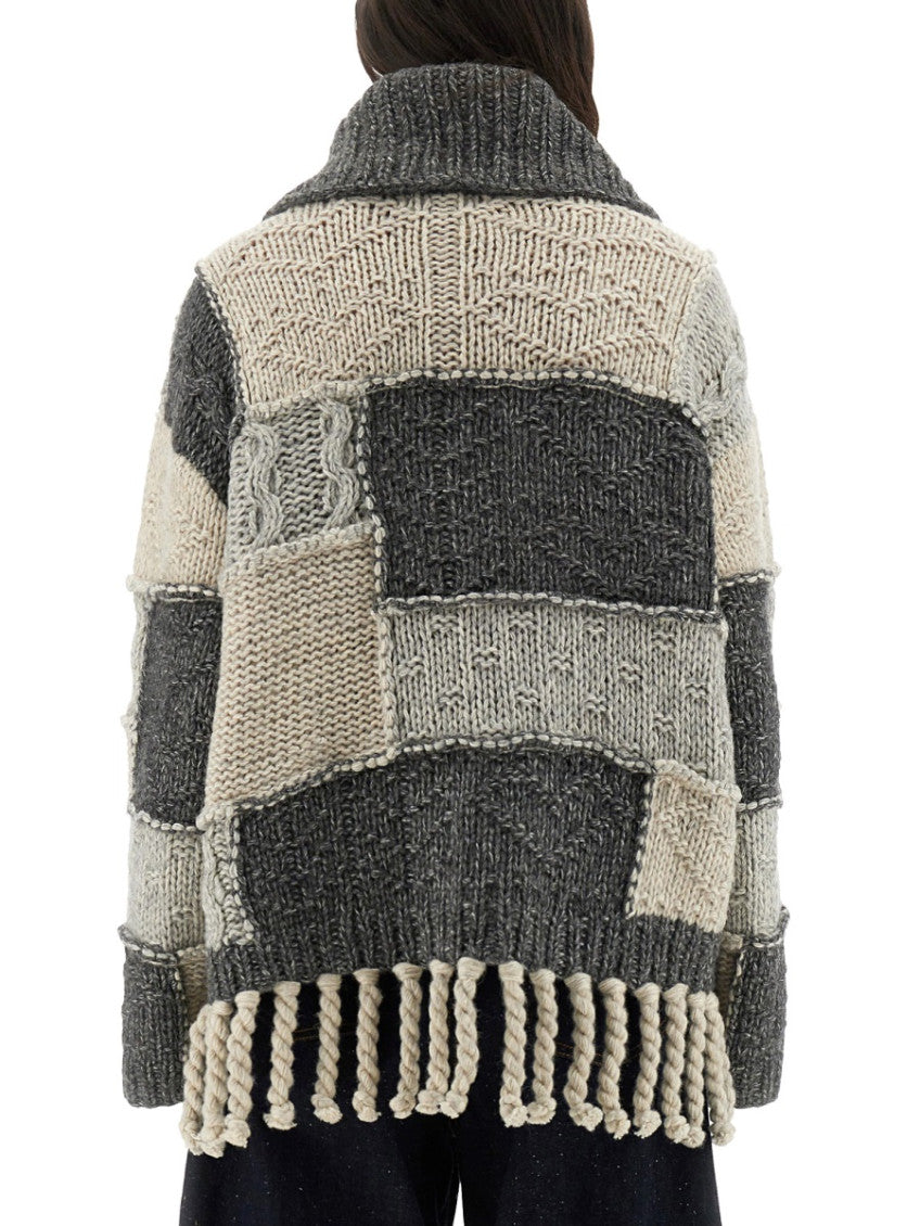 Multicolor Patchwork Shirt Collar Sweater 2