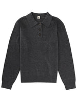 Grey Solid Shirt Collar Sweater 1