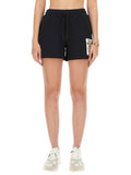 Black Cotton Graphic Shorts 1