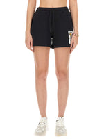 Black Cotton Graphic Shorts 1