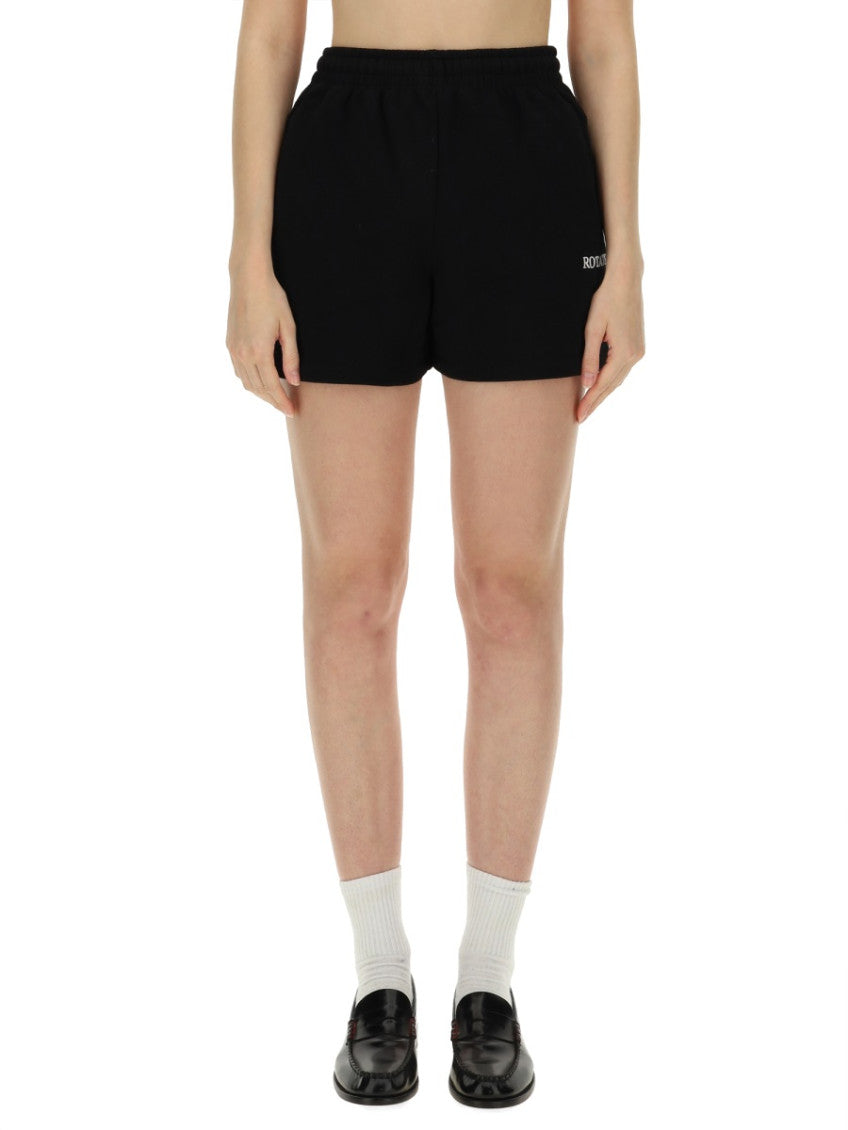 Black Cotton Logo Shorts 1
