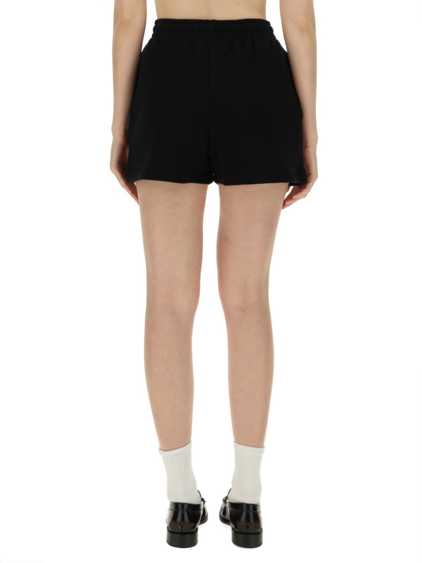 Black Cotton Logo Shorts 2