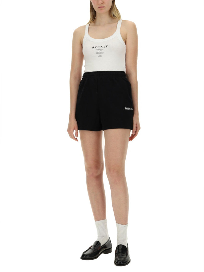Black Cotton Logo Shorts 4