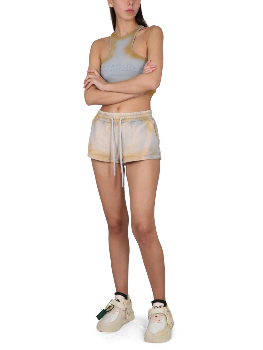 Beige Cotton Tie-Dye Shorts 4