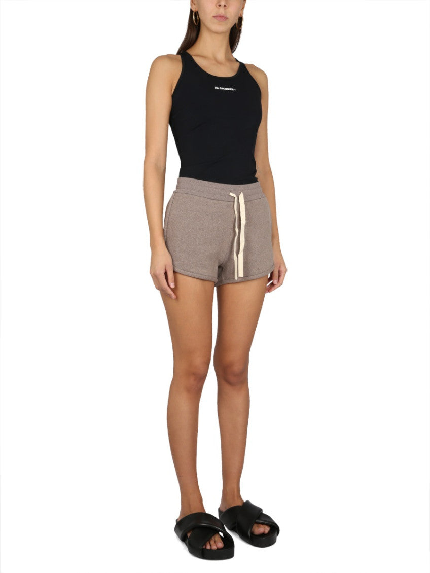 Beige Cotton Solid Shorts 4