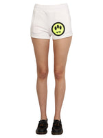 White Cotton Graphic Shorts 1