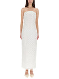 White Embellished Strapless Maxi Dress 1