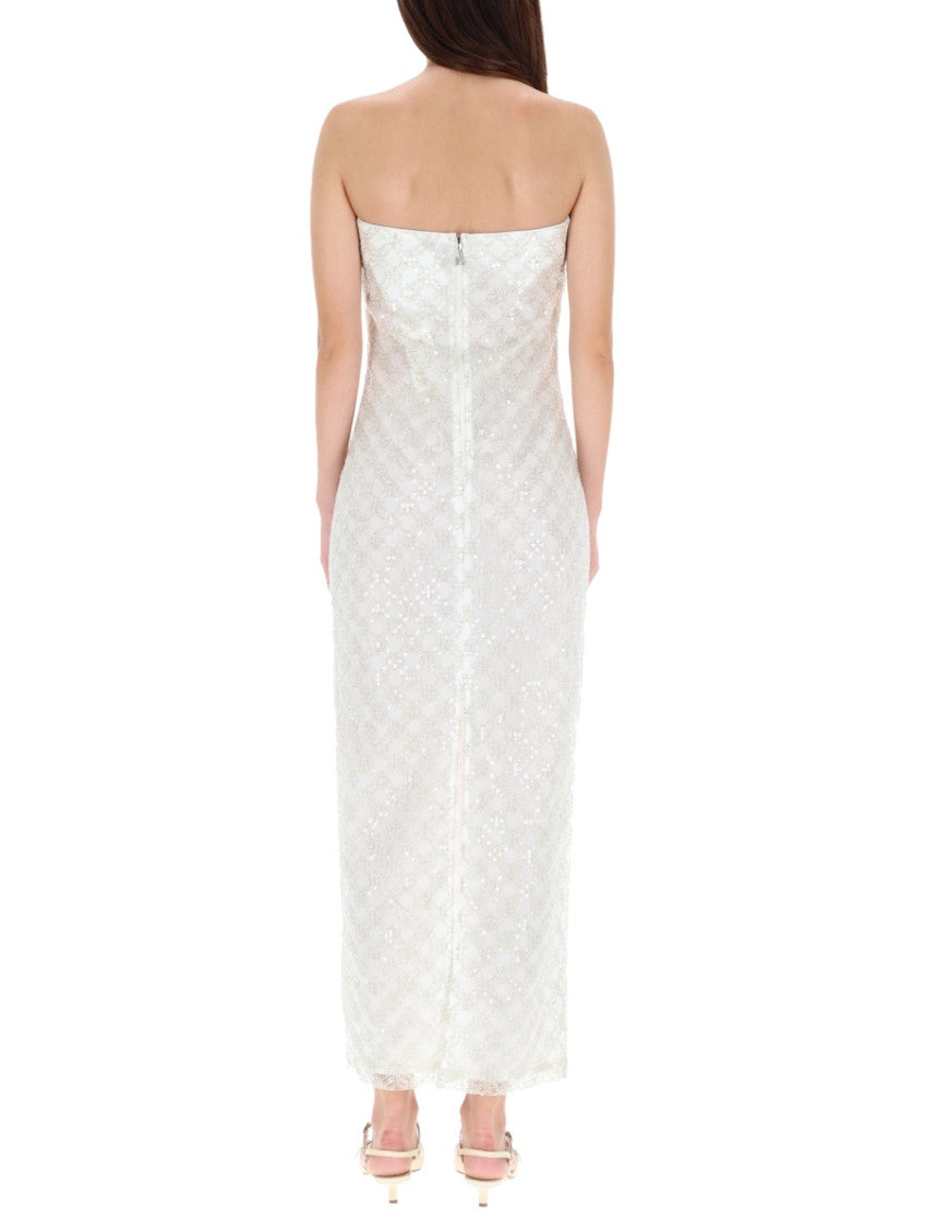 White Embellished Strapless Maxi Dress 2