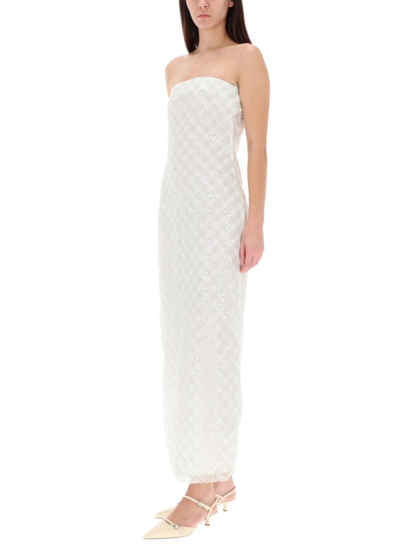 White Embellished Strapless Maxi Dress 3