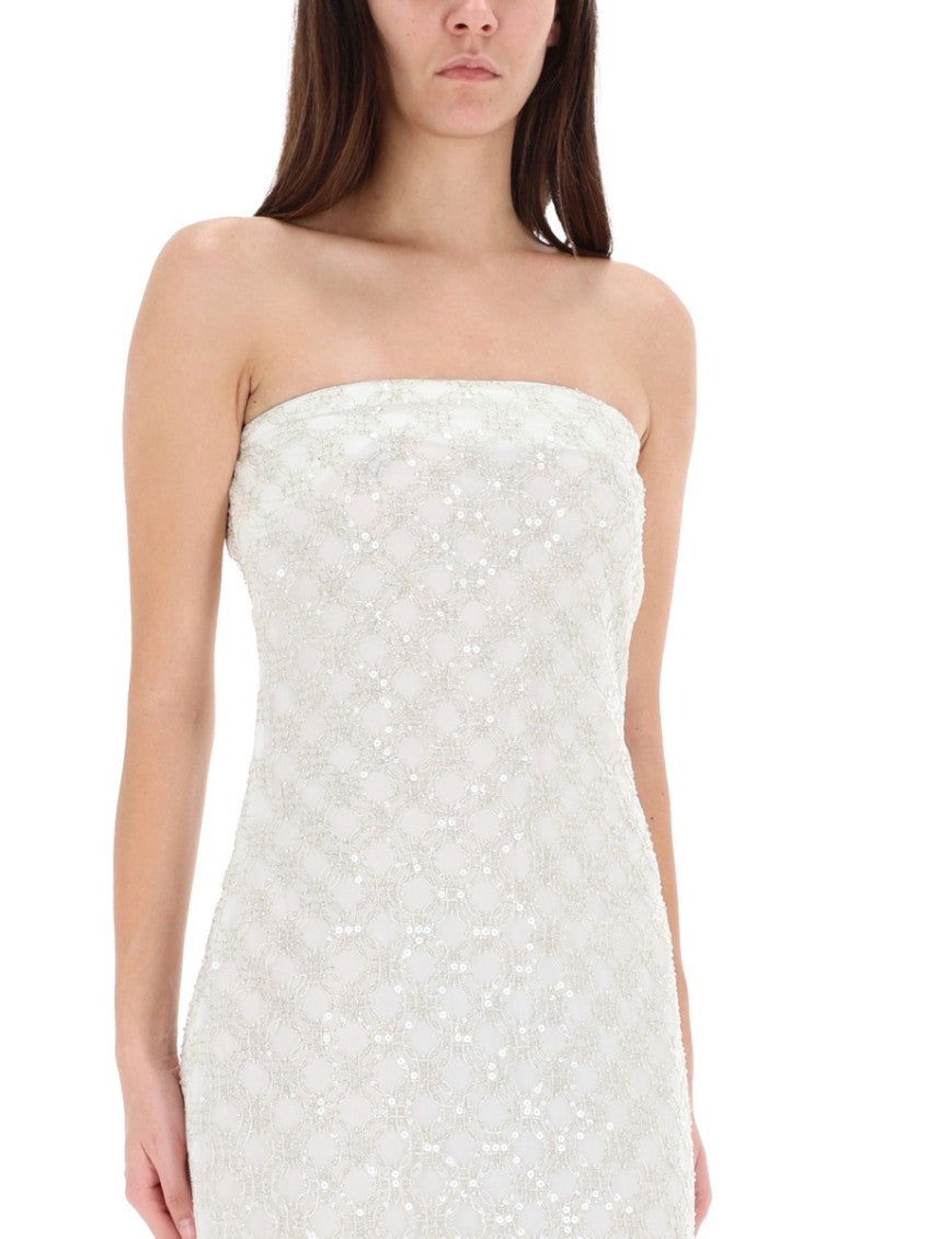 White Embellished Strapless Maxi Dress 4