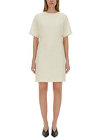 White Solid Round Neck Dress 1