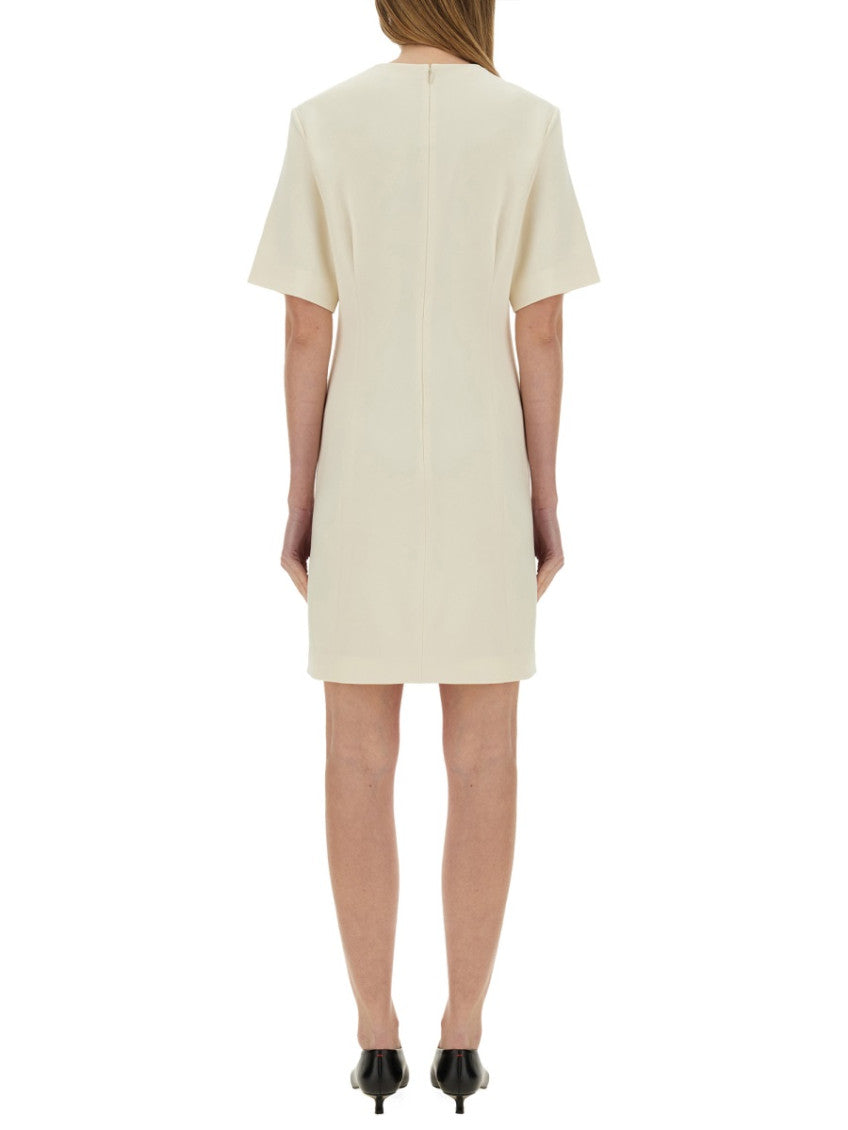 White Solid Round Neck Dress 2