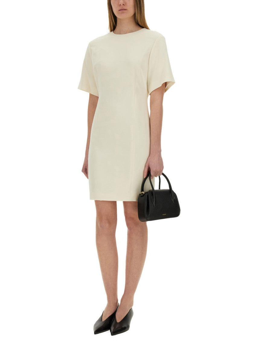 White Solid Round Neck Dress 3