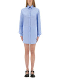 Light Blue Solid Shirt Collar Mini Dress 1