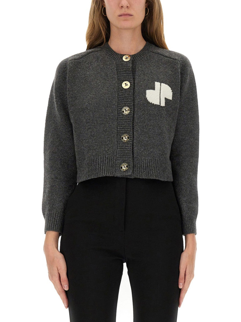 Grey Logo Crew Neck Cardigan 1