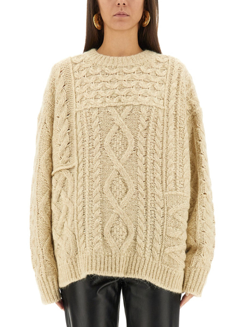 Beige Knitted Crew Neck Sweater 1