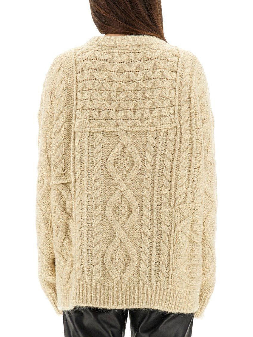 Beige Knitted Crew Neck Sweater 2