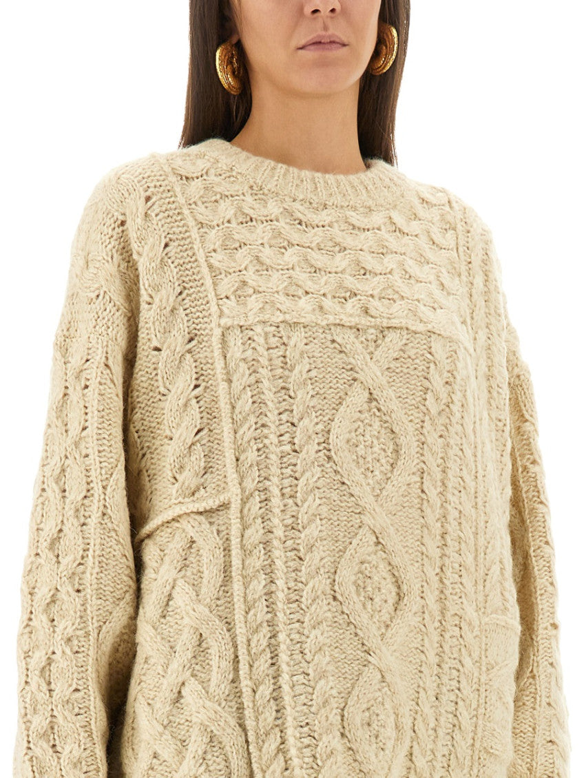 Beige Knitted Crew Neck Sweater 3