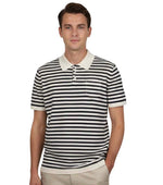 BlackWhite Single Stripes Shirt Collar Polo 1