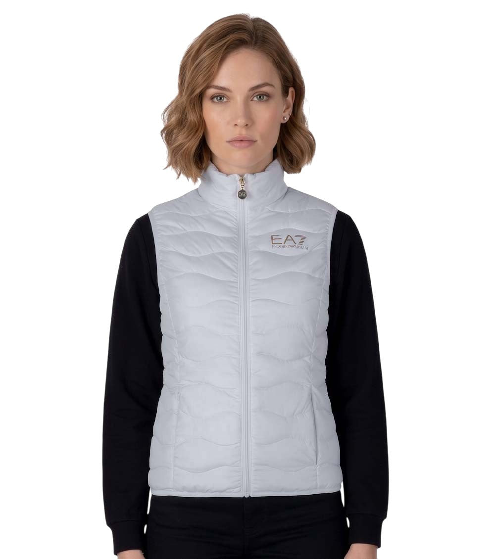 White Quilted Mock Collar Jacket 1