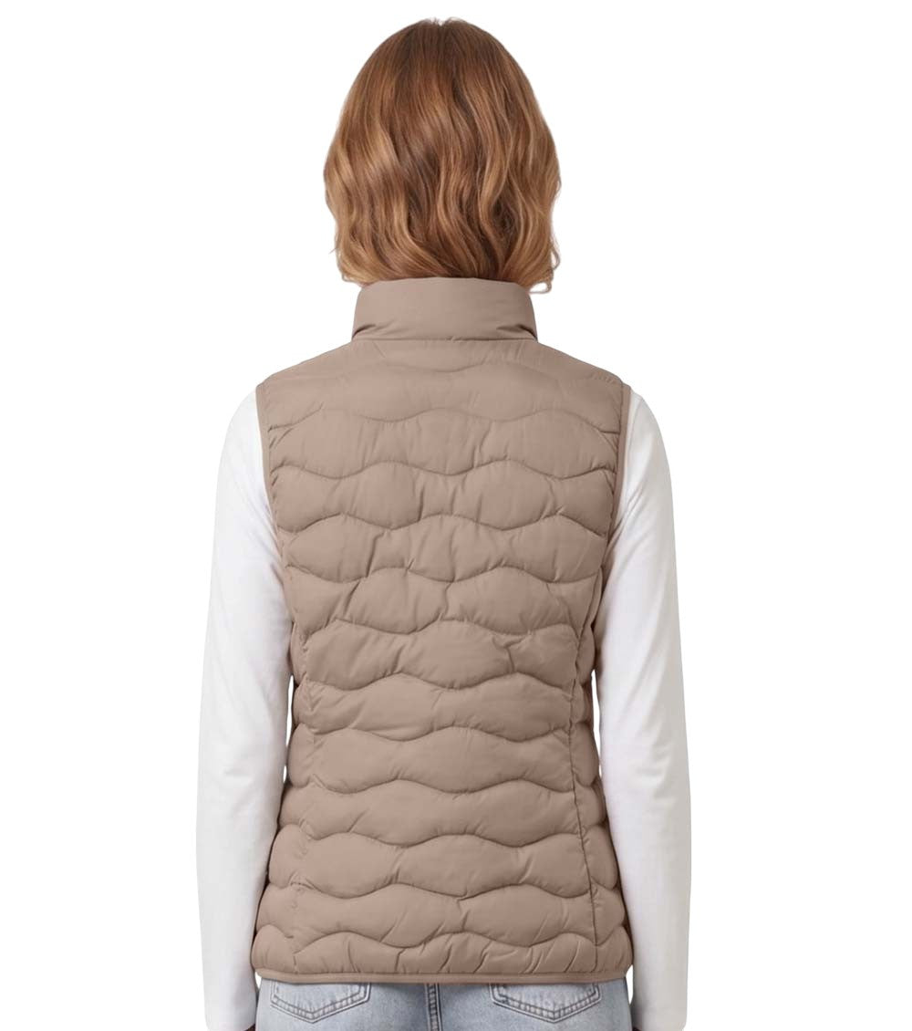 Beige Quilted Mock Collar Jacket 2