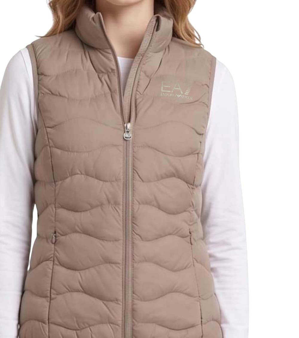 Beige Quilted Mock Collar Jacket 3