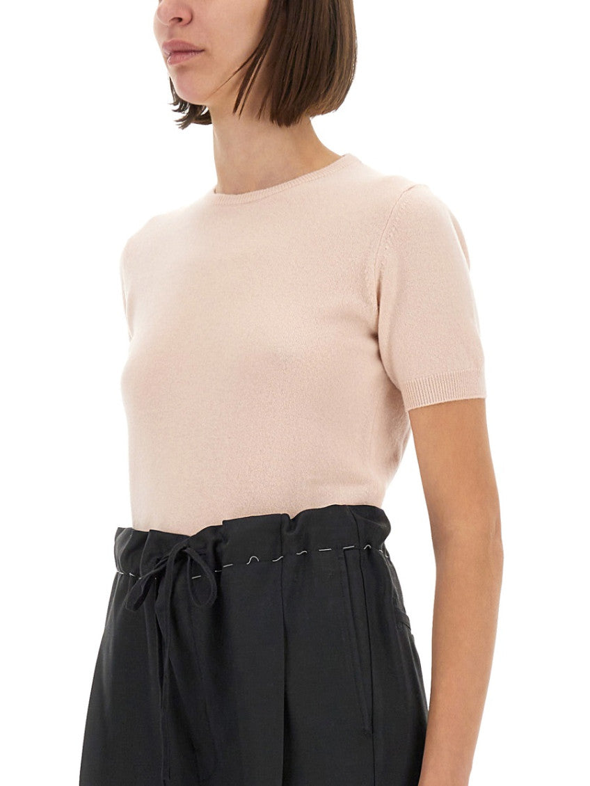 Light Pink Solid Crew Neck Sweater 3
