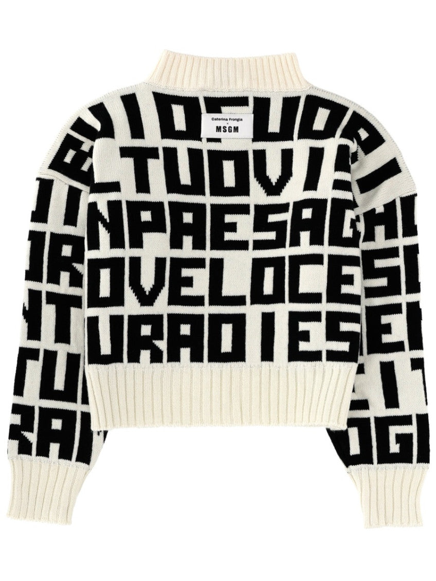 Black Logo Mock Collar Sweater 2