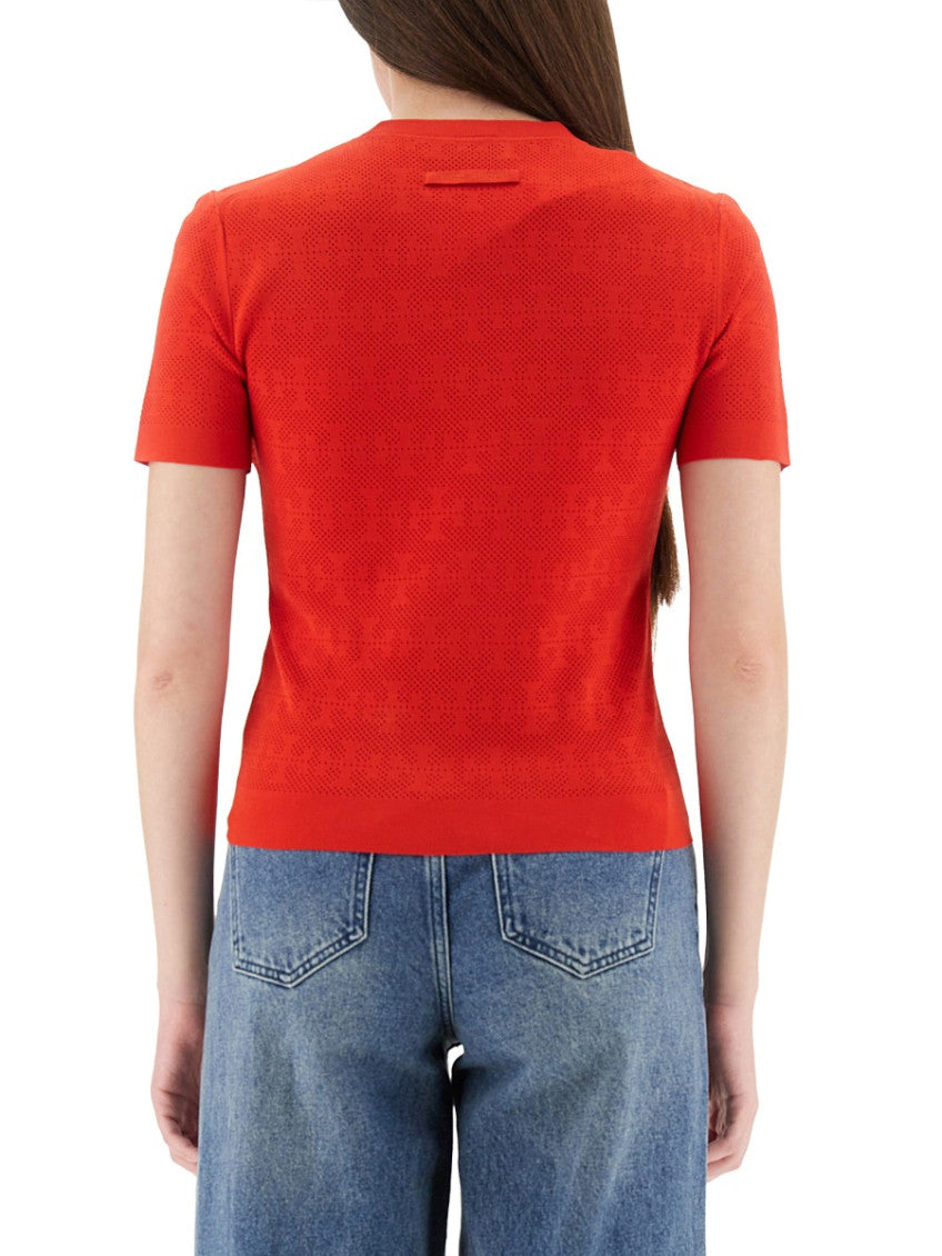 Red Knitted Crew Neck Sweater 2