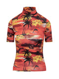 Red Printed Mock Collar Top 1