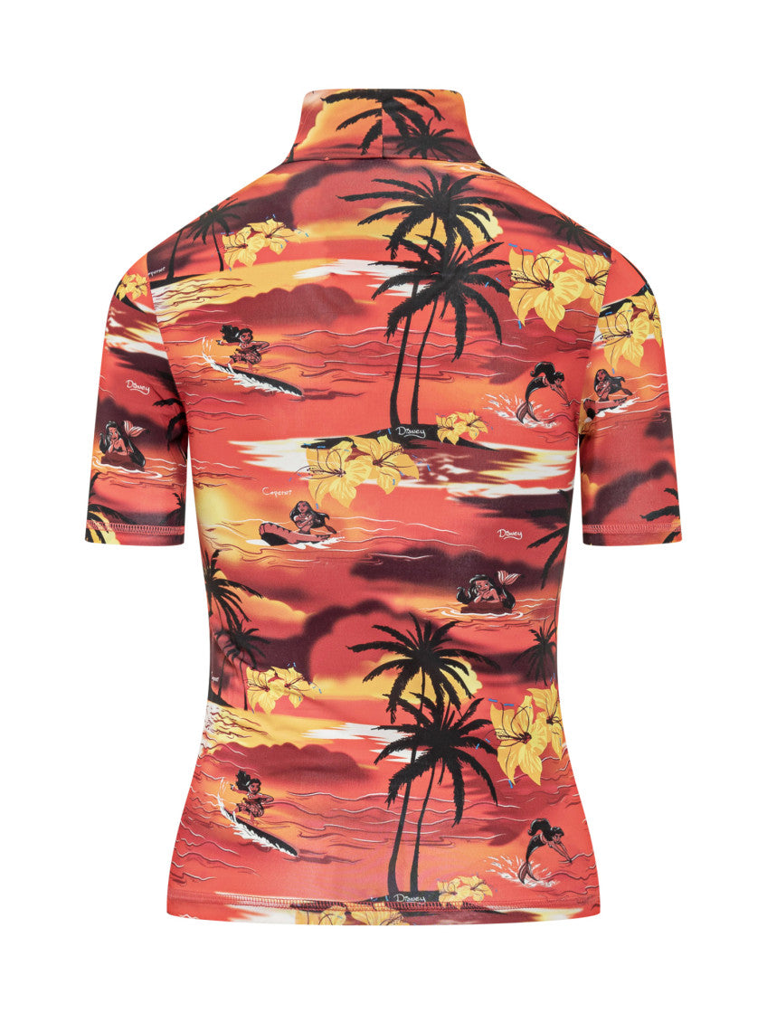 Red Printed Mock Collar Top 2