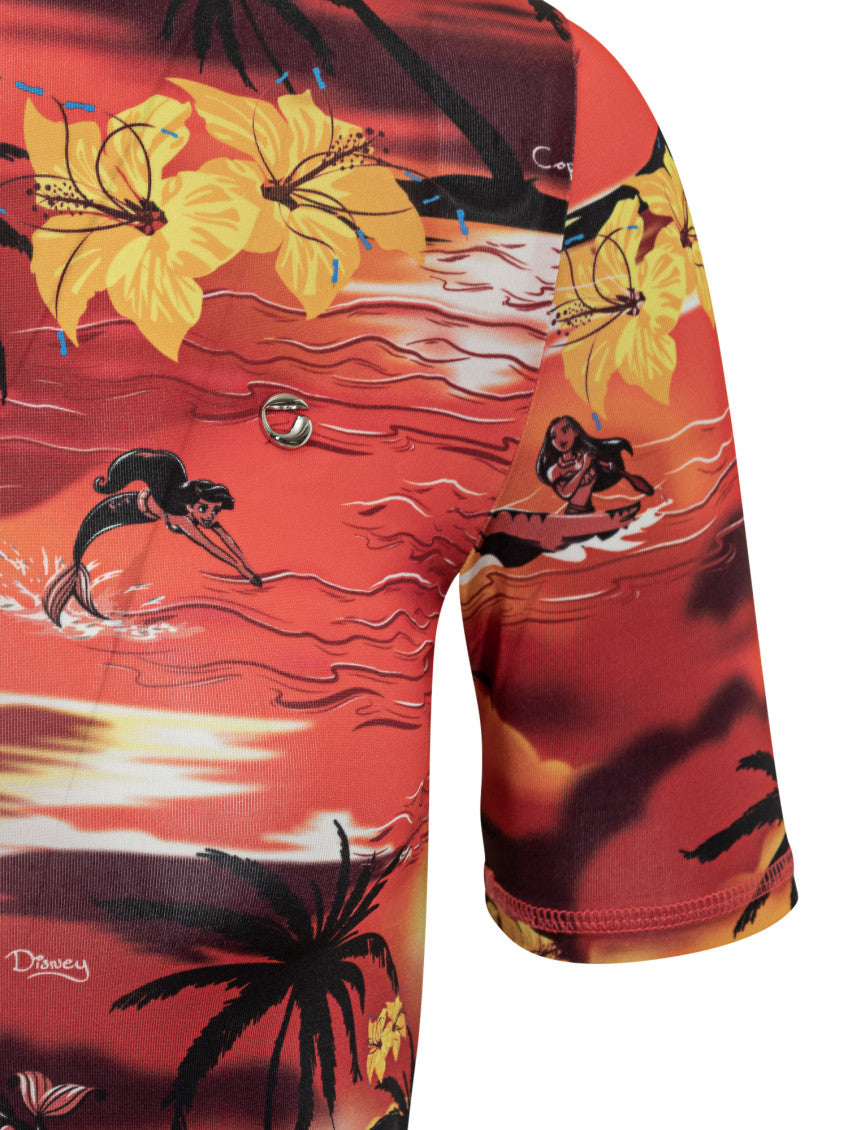 Red Printed Mock Collar Top 3
