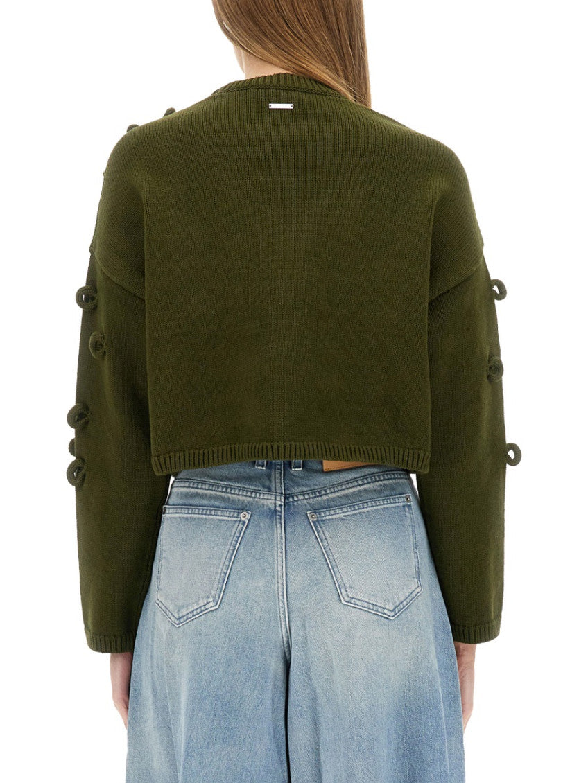 Green Knitted Crew Neck Sweater 2
