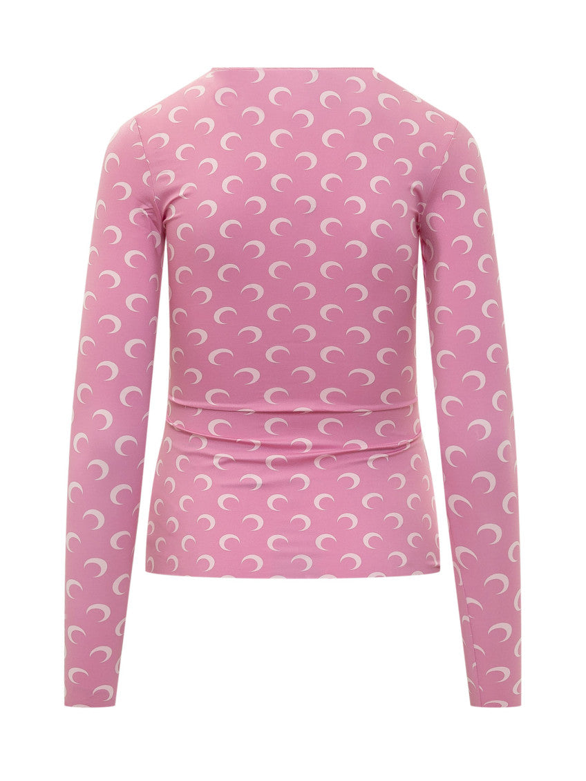 Pink Solid Crew Neck Top 2