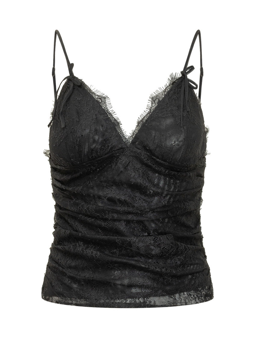 Black Lace V Neck Top 1
