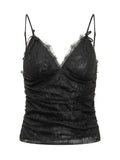 Black Lace V Neck Top 1
