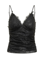 Black Lace V Neck Top 1