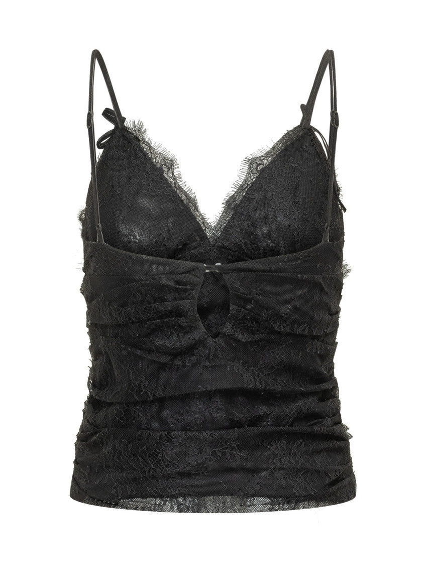 Black Lace V Neck Top 2