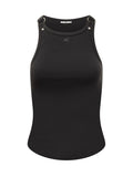 Black Ribbed Round Neck Top 1