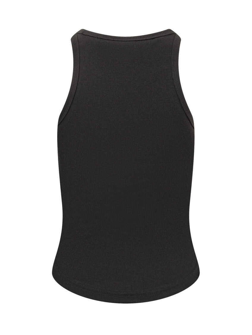 Black Ribbed Round Neck Top 2