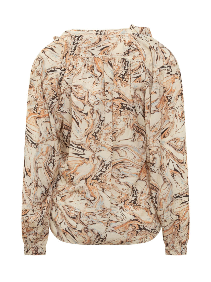 Beige Abstract Cowl Neck Top 2