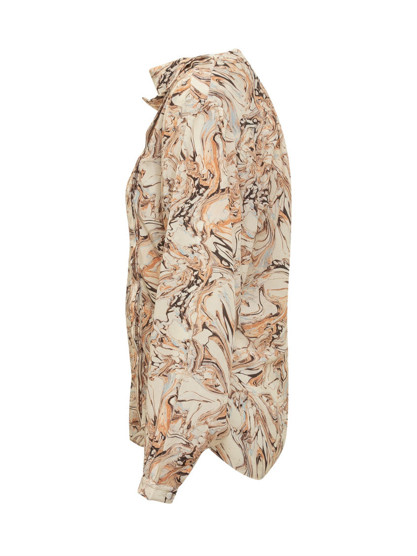 Beige Abstract Cowl Neck Top 3