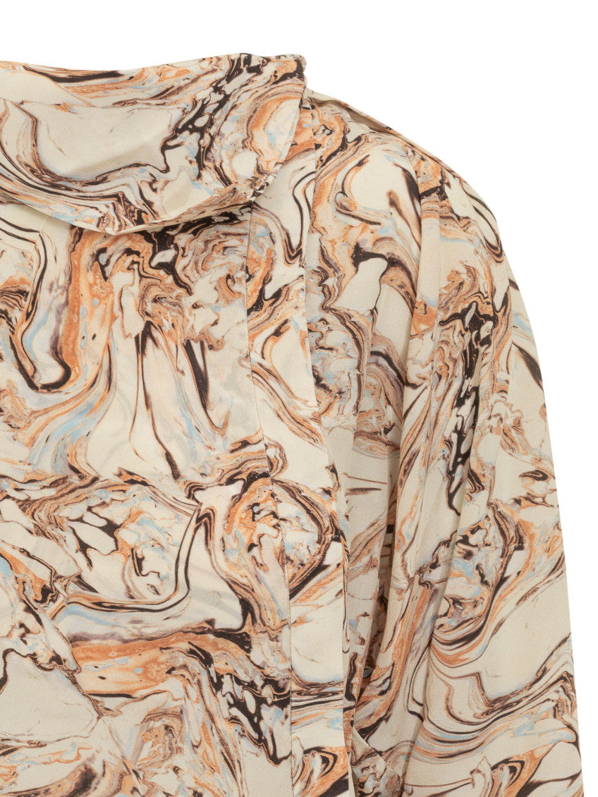 Beige Abstract Cowl Neck Top 4
