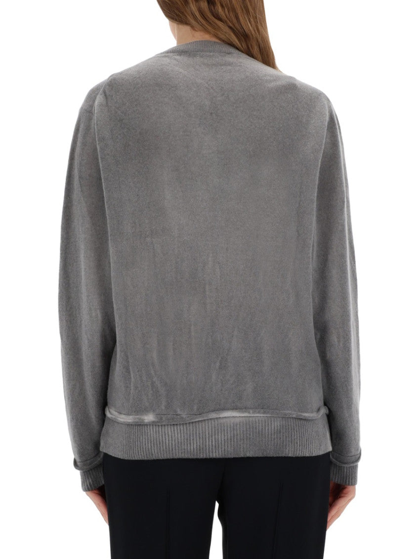 Grey Solid Crew Neck Sweater 2