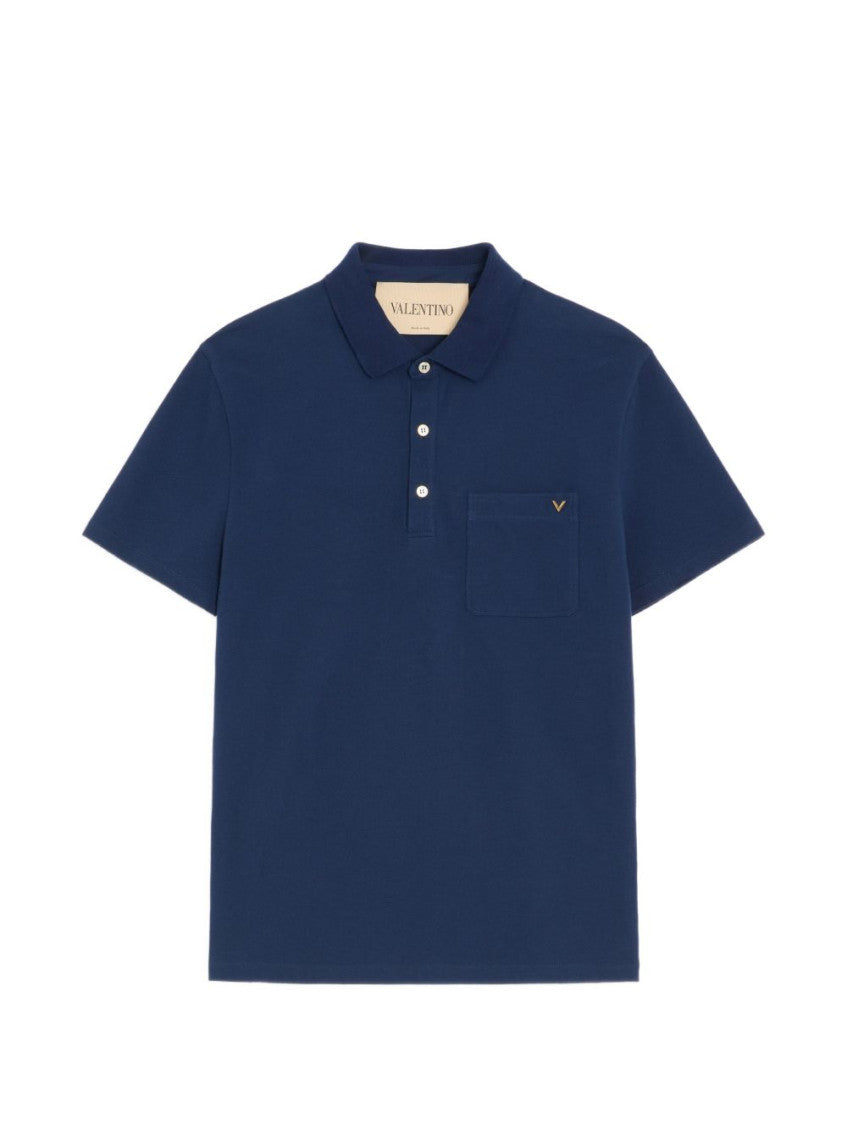 Blue Solid Shirt Collar Polo 1
