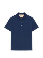 Blue Solid Shirt Collar Polo 1